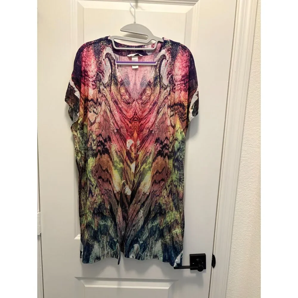H&M Abstract Print Beach CoverUp Tunic Kaftan XS Lightweight Swim Coverup